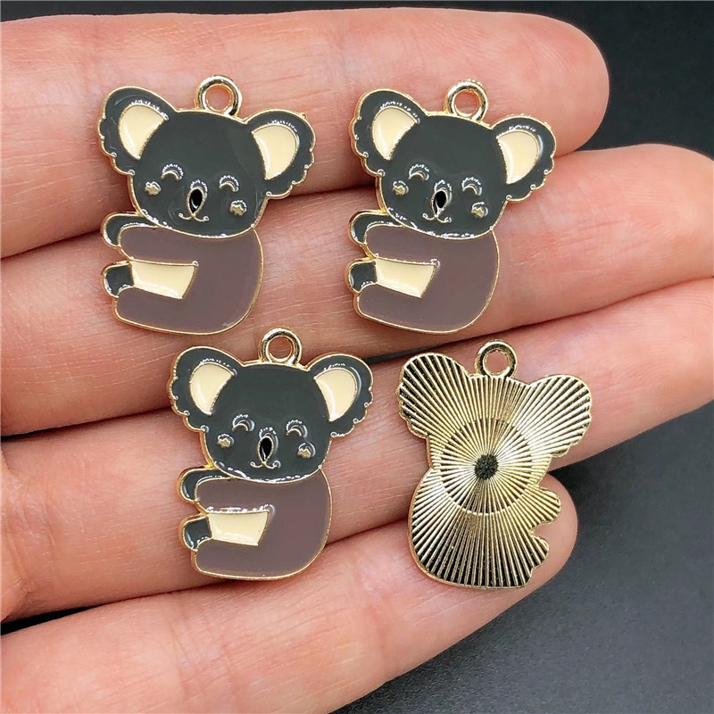 4pcs Liontin Bentuk Koala Kucing Anjing Bahan Alloy Untuk Membuat Perhiasan Anting