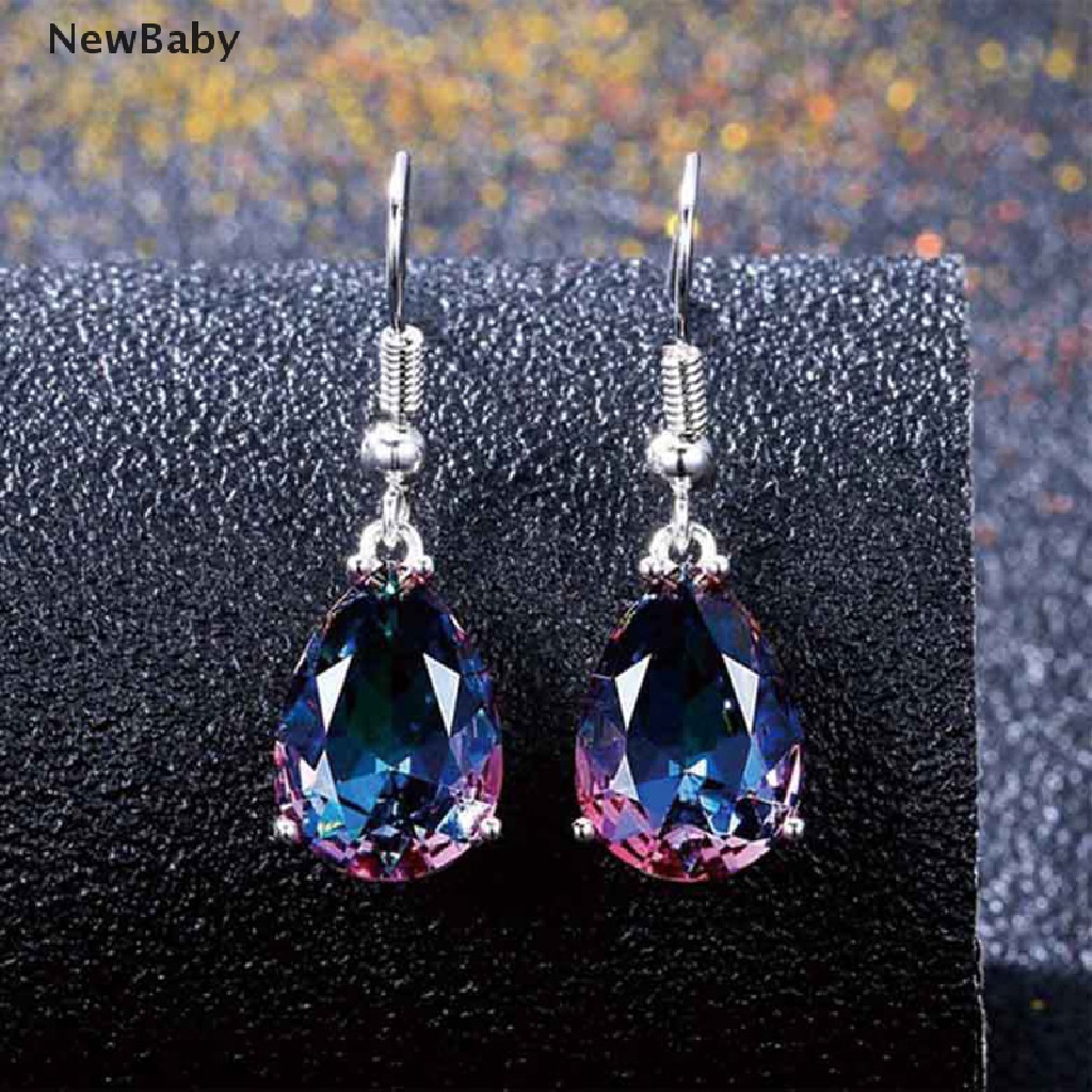 Anting Stud Kristal Berlian Imitasi Warna Pelangi Untuk Wanita