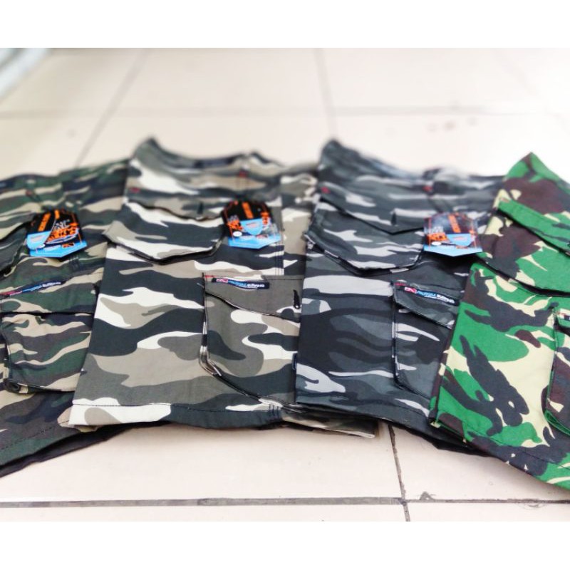 Celana pendek kargo pria/ Celana pendek loreng army/ Celana gunung pendek motif camo army