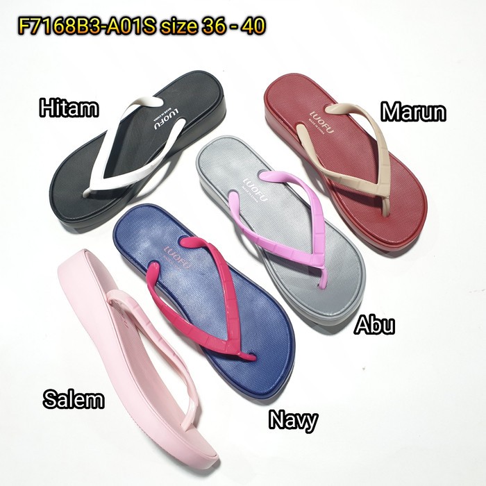 jelly sandal jepit wanita luofu karet import sendal japit cewek E7168B3-A01S