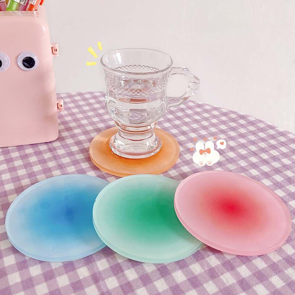 [Elegan] Mug Coaster Gradien Warna INS Peralatan Makan Cafe Desktop Decor Desk Cushion Home Placemat Table Mat