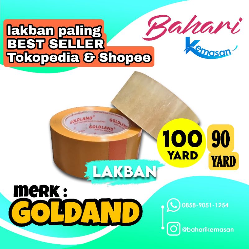 

lakban solatip isolasi merk goldland coklat bening 100 yard 90 yard 1 dus