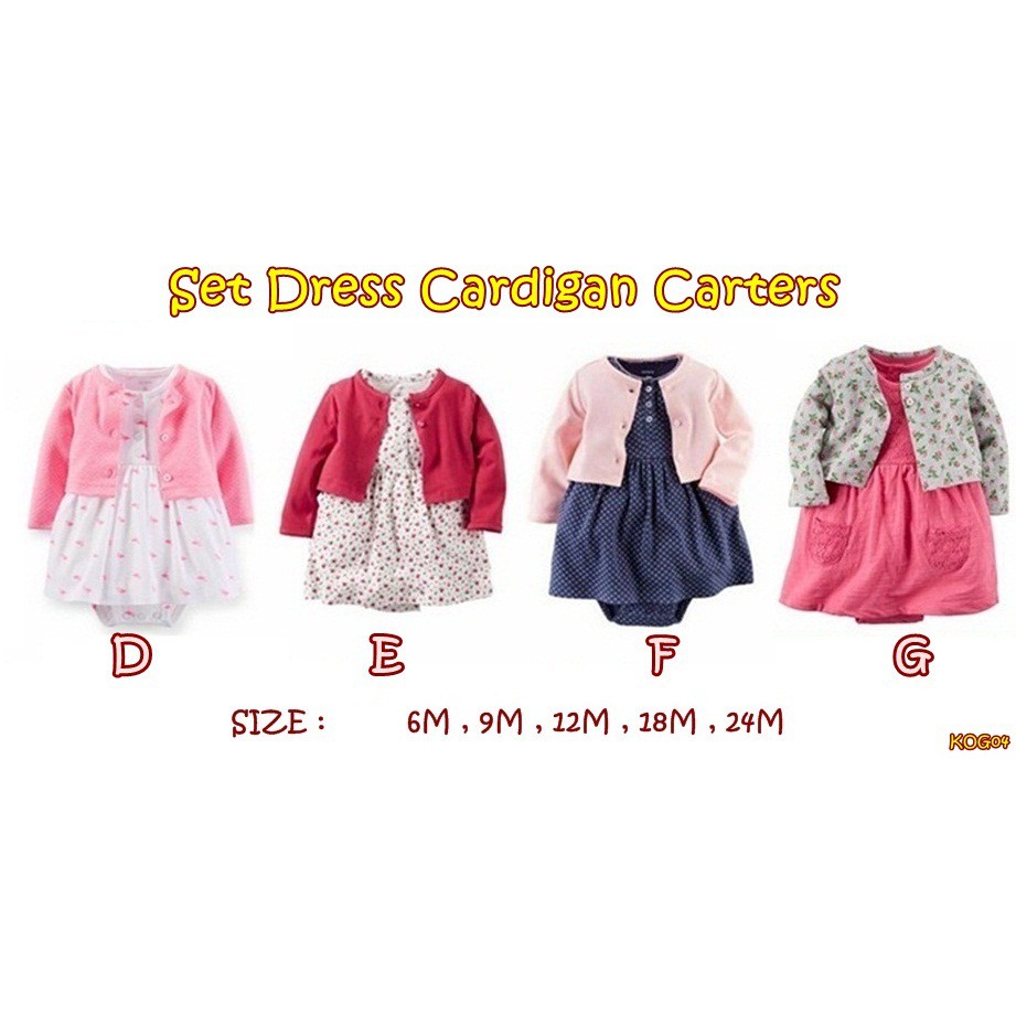 KOG04 SET DRESS CARDIGAN CARTERS / DRESS ANAK DRESS BABY JUMPER