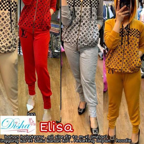Terbaik#  Elisa training set setelan baju olahraga wanita baju senam jogging #