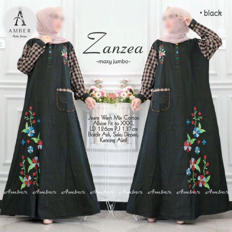 Zanzea Maxy Jumbo Gamis Wanita Terbaru Bahan Jeans Washed Denim Mix Cotton