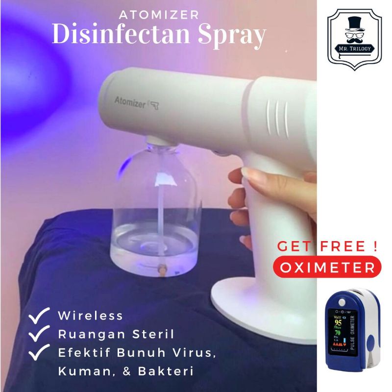 PREMIUM Nano Spray Gun Disinfectant Disinfektan Wireless 800ml Atomizer Portable Sterilizer UV Steril Steamer Semprotan COVID 19