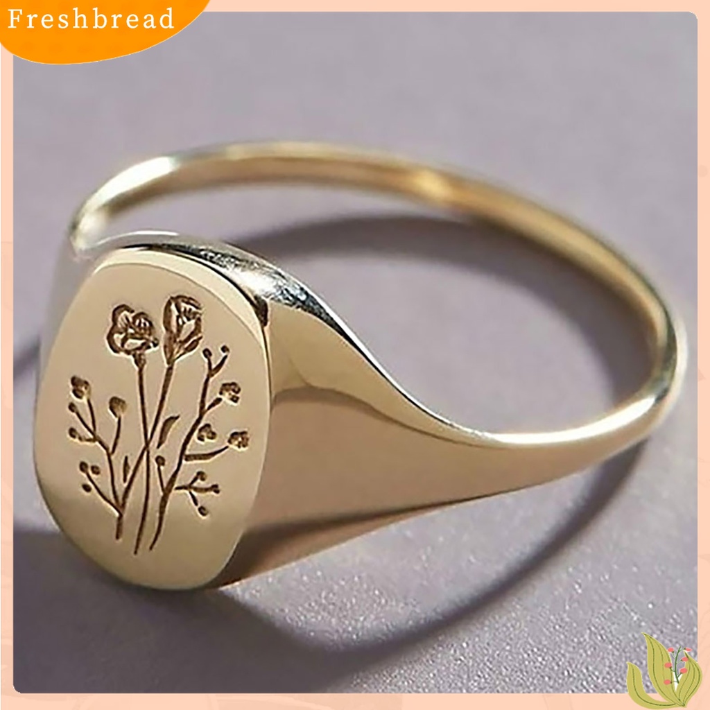 Terlaris Simple Women Rose Flower Engraved Ring Metal Engagement Circlet Jewelry Gift