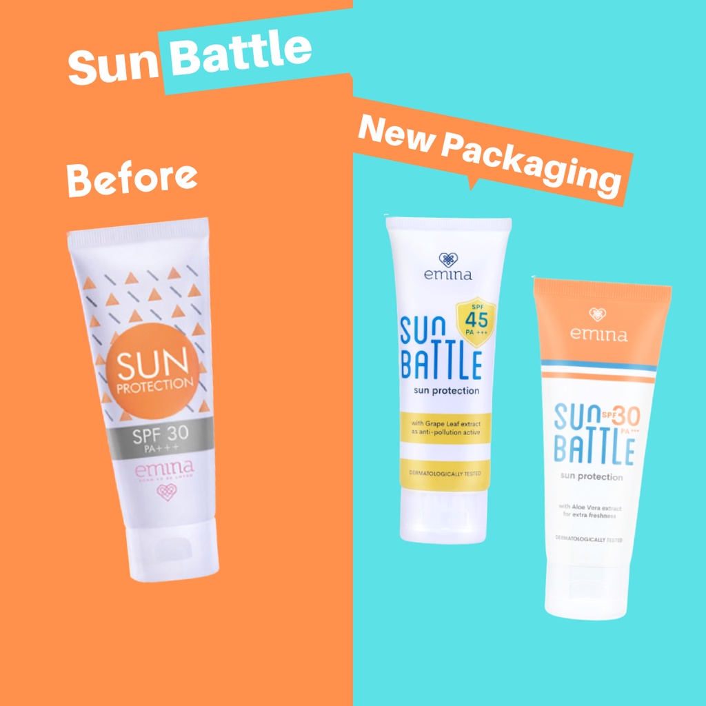 ⭐BAGUS⭐ EMINA SUNSCREEN SPF 30 / 45 | Sun Battle Protection / Tabir Surya 60ml