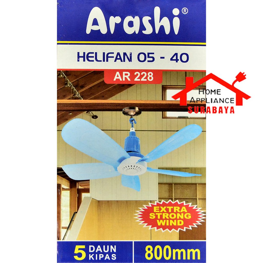 Kipas Angin Gantung 5 Baling Helifan Arashi 40W 40 Watt AR-228 AR 228