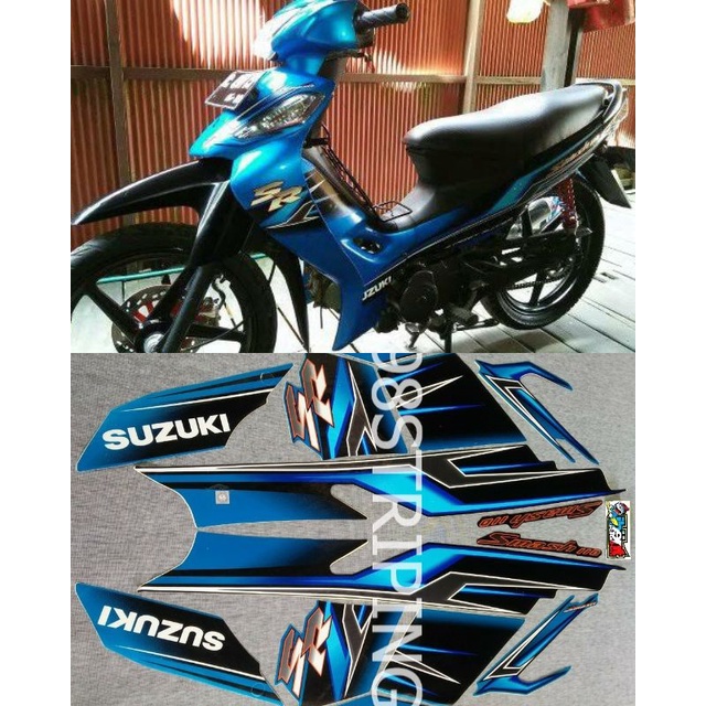 STRIPING SMASH 110SR BIRU TAHUN 2009 STIKER LIS STANDAR ORI SUZUKI 110 SR