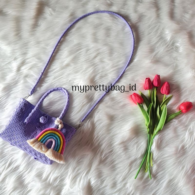 (TANPA ACCESORIES) READY CANDY BAG Tas Jaly Tas Jali Tas Anyaman Premium Warna Permen