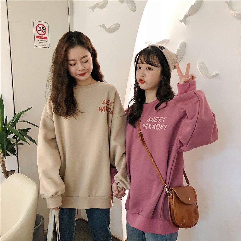 (S - 6XL) Sweater BIGSIZE Korean Style SWEET HARMONY Oversize Crewneck Harajuku Urban So Bold And Find Jumbo Fleece Unisex BEIGE krem Baby Tosca S M L XL 2XL 3XL 4XL 5XL 6XL