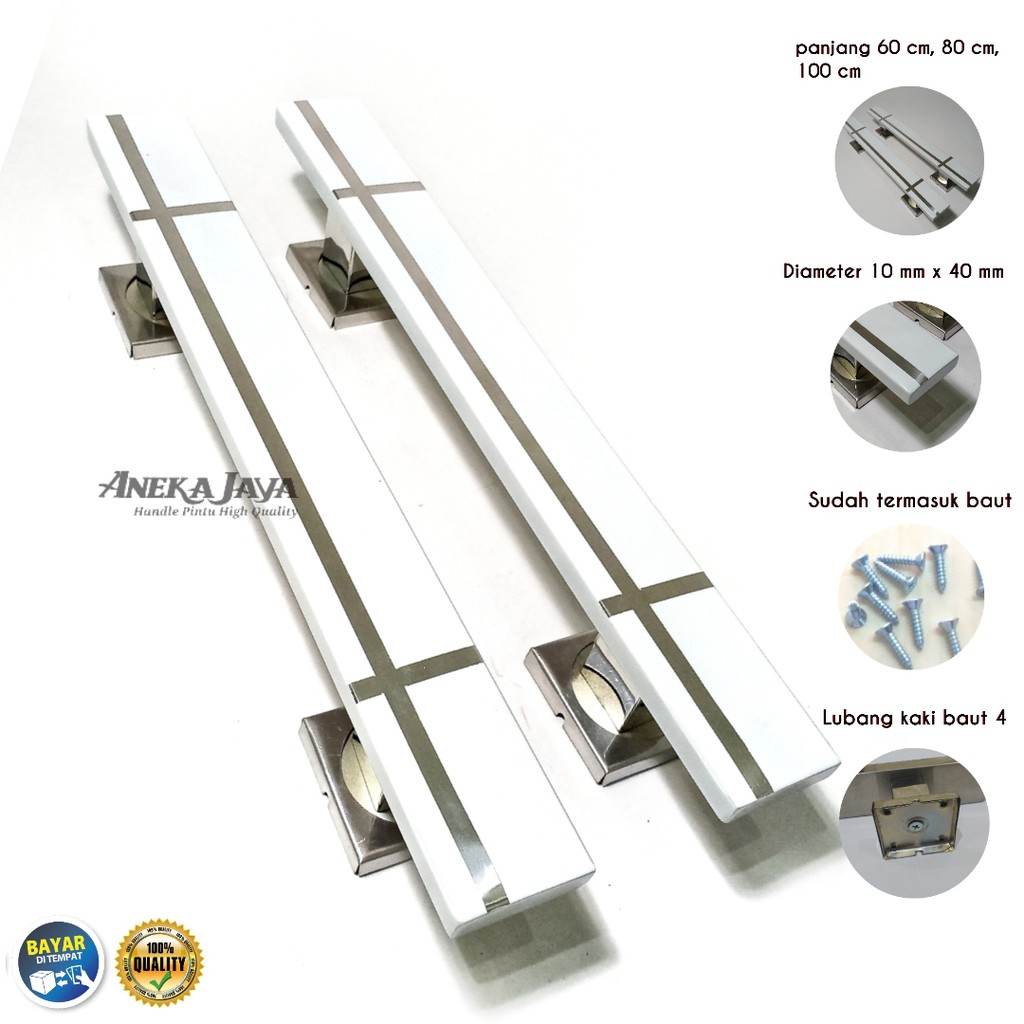 Handle Pintu panjang 60 cm , 80 cm , 100 cm Tarikan Pintu Pegangan Pintu rumah minimalis putih