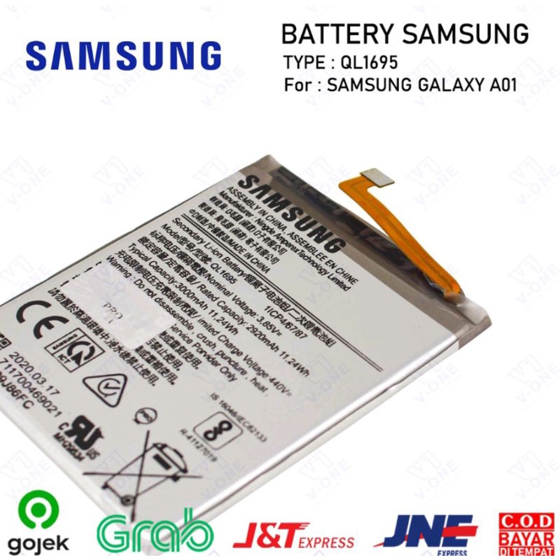 BATERAI BATTERY ORIGINAL 100 QL1695 SAMSUNG GALAXY A01 ORIGINAL