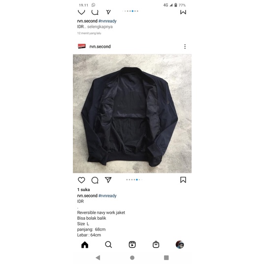 jaket navy reversible