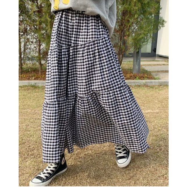 ZIKA SKIRT / ROK UMPAK / ROK PANJANG KOTAK 0,5CM X 0,5CM