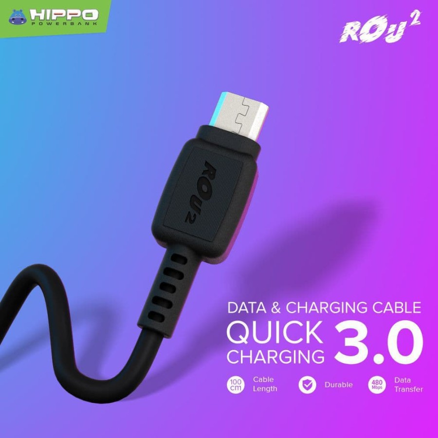 Kabel Micro USB HIPPO ROU 2 Kabel Data Micro USB Fast Charging 3.0A 1m