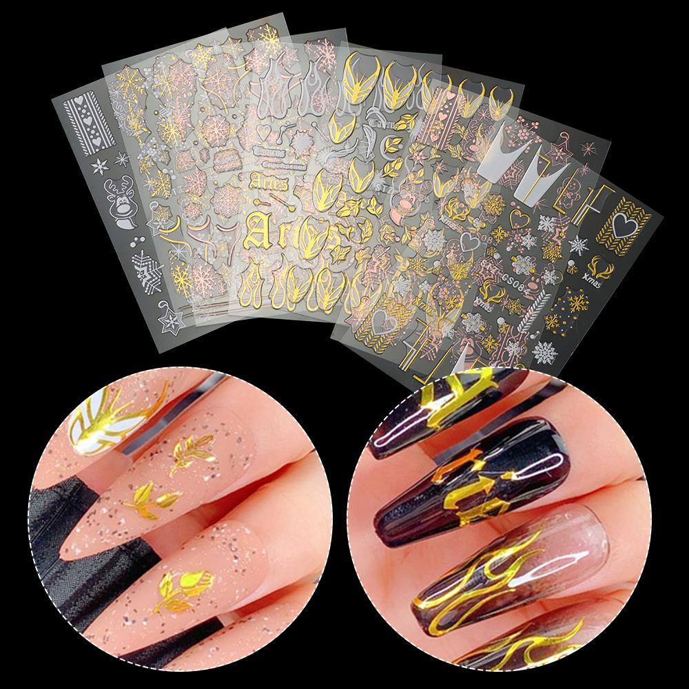 Preva 3D Stiker Kuku Nail Art Aksesoris French Sliders Fire Kartun