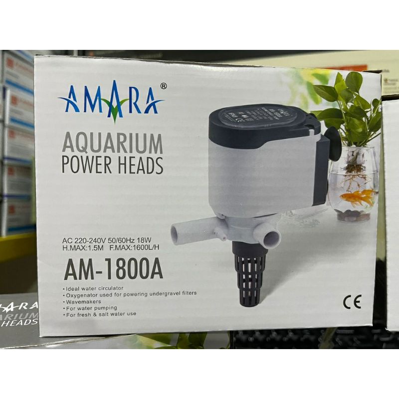 Mesin Pompa Power Head PH Filter Aquarium Kolam Amara AM 1800 AM-1800 AM1800 Merk Amara
