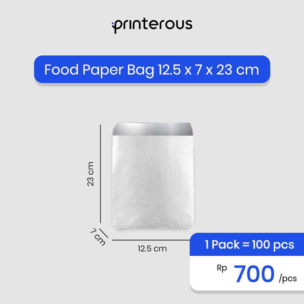 Kantong Kertas Makanan Aluminium / Aluminium Food Satchel Paper Bag 12.5x7x23 cm