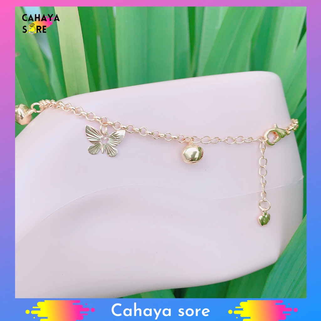 Gelang Xuping Gold Gelang Kaki Dewasa Rantai Love Warna Emas GK01
