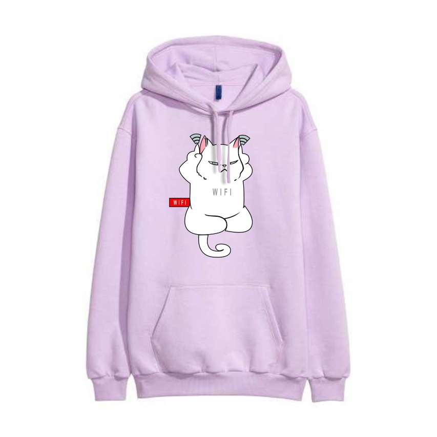 SWEATER HOODIE CAT WIFI PRIA/WANITA FLEECE