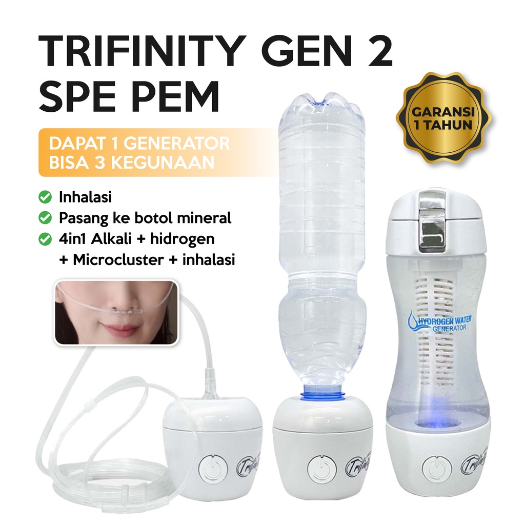 Botol Trifinity Gen2 inhalasi imunitas booster anak daya tahan tubuh lansia dgn inhaler hidrogen Surabaya