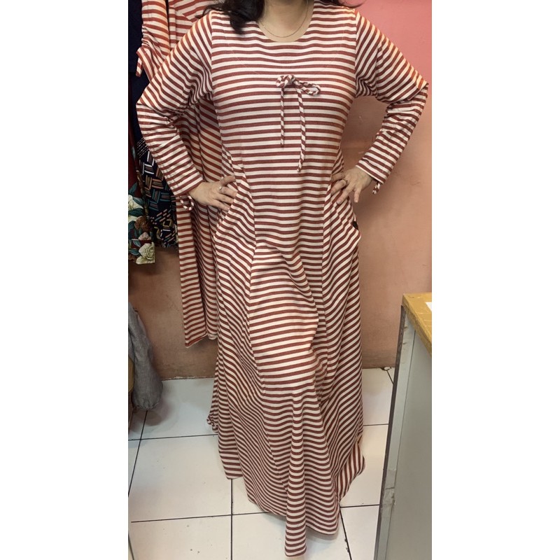 Gamis spandek garis garis