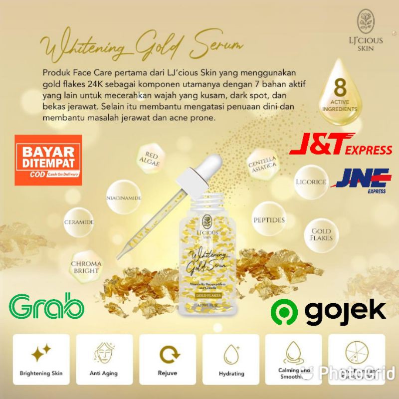 LJ'Cious Skin whitening Gold Serum gold flakes ljcious bpom aman semua tipe wajah