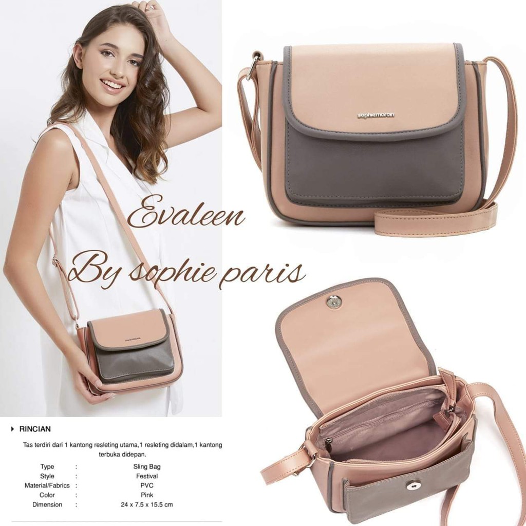 Evaleen Bag Tas Selempang Tas Sophie paris tas sophie martin tas peach