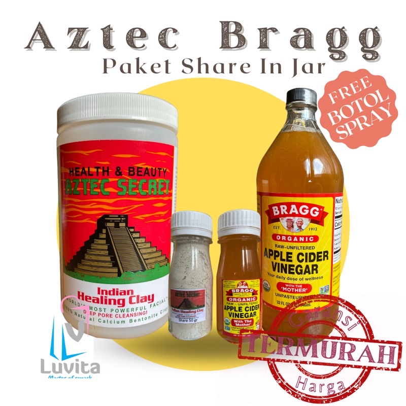 PAKET Aztec Secret Indian Healing Clay Mask dan Bragg Apple cider Vinegar