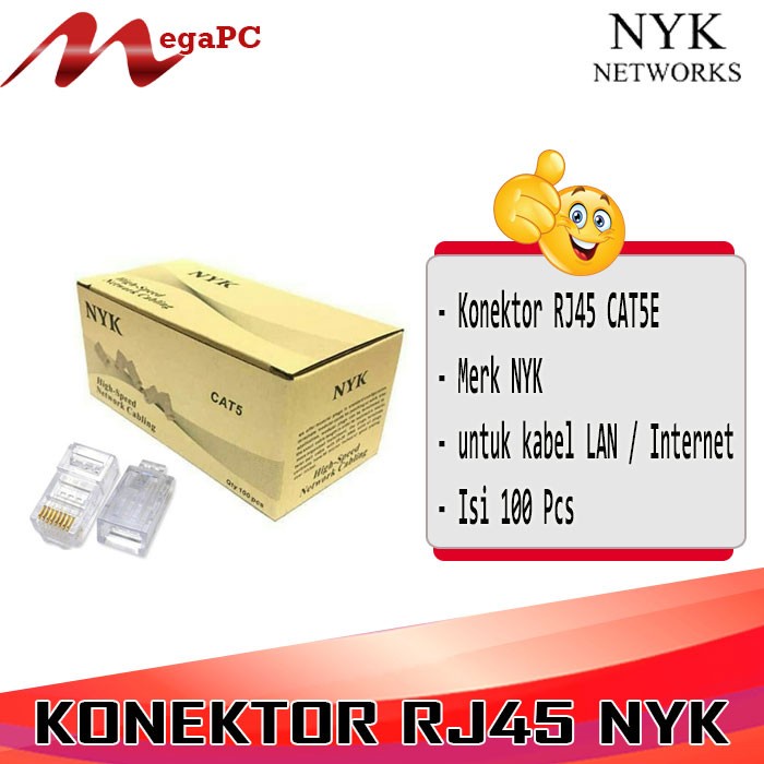 Konektor RJ45 LAN CAT5E Merk NYK - 100Pcs