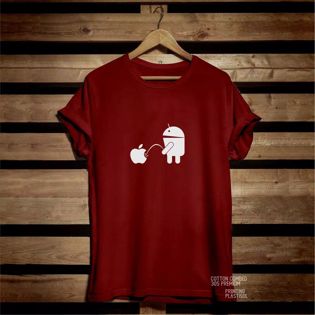 KAOS DISTRO PRIA&quot;ADROID VS IPHONE&quot;cotton combed 30s