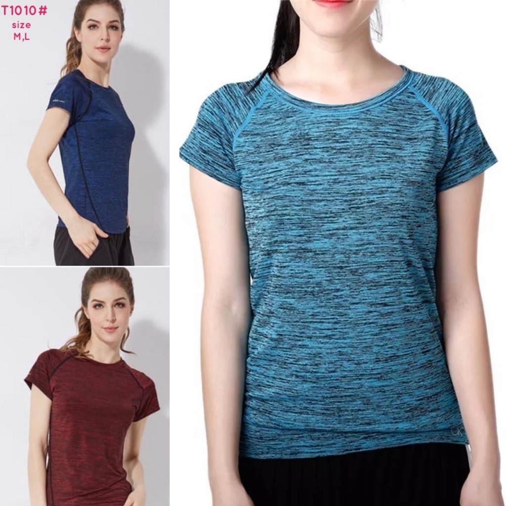 Kaos Olahraga Wanita Lengan Pendek T1010 Size M L Import Kaos Olahraga Wanita Lengan Pendek T1010 Size M L Import