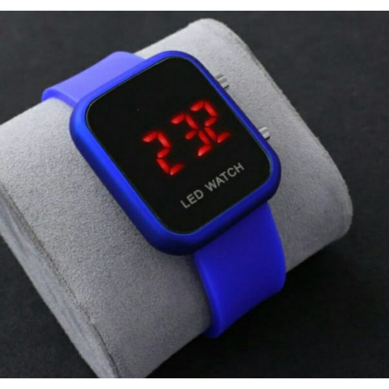 jam tangan LED Digital wanita jam tangan digital LED watch / jam tangan kekinian LED Digital / jam led karakter-biru