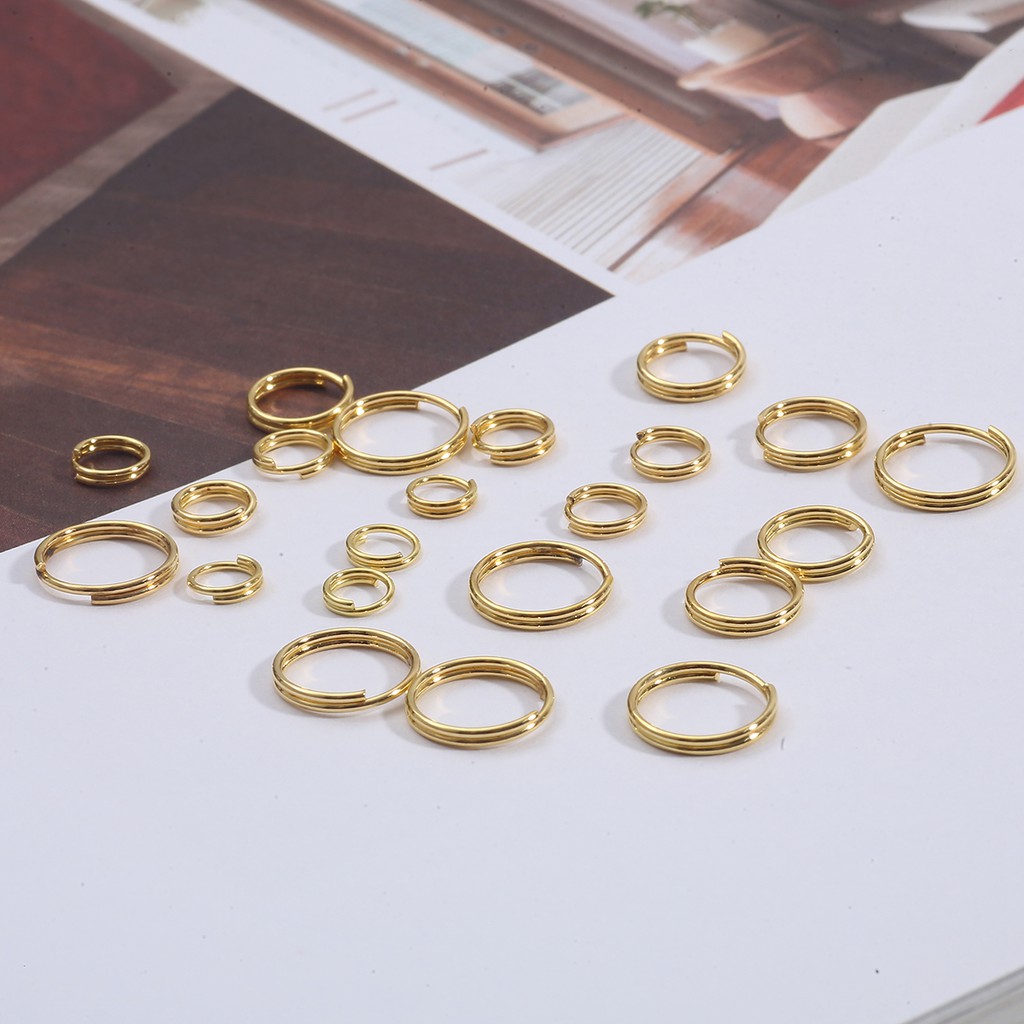 200-500pcs Konektor Cincin Loop Ganda Bahan Metal Ukuran 5/6/8/10mm Untuk Membuat Perhiasan Diy