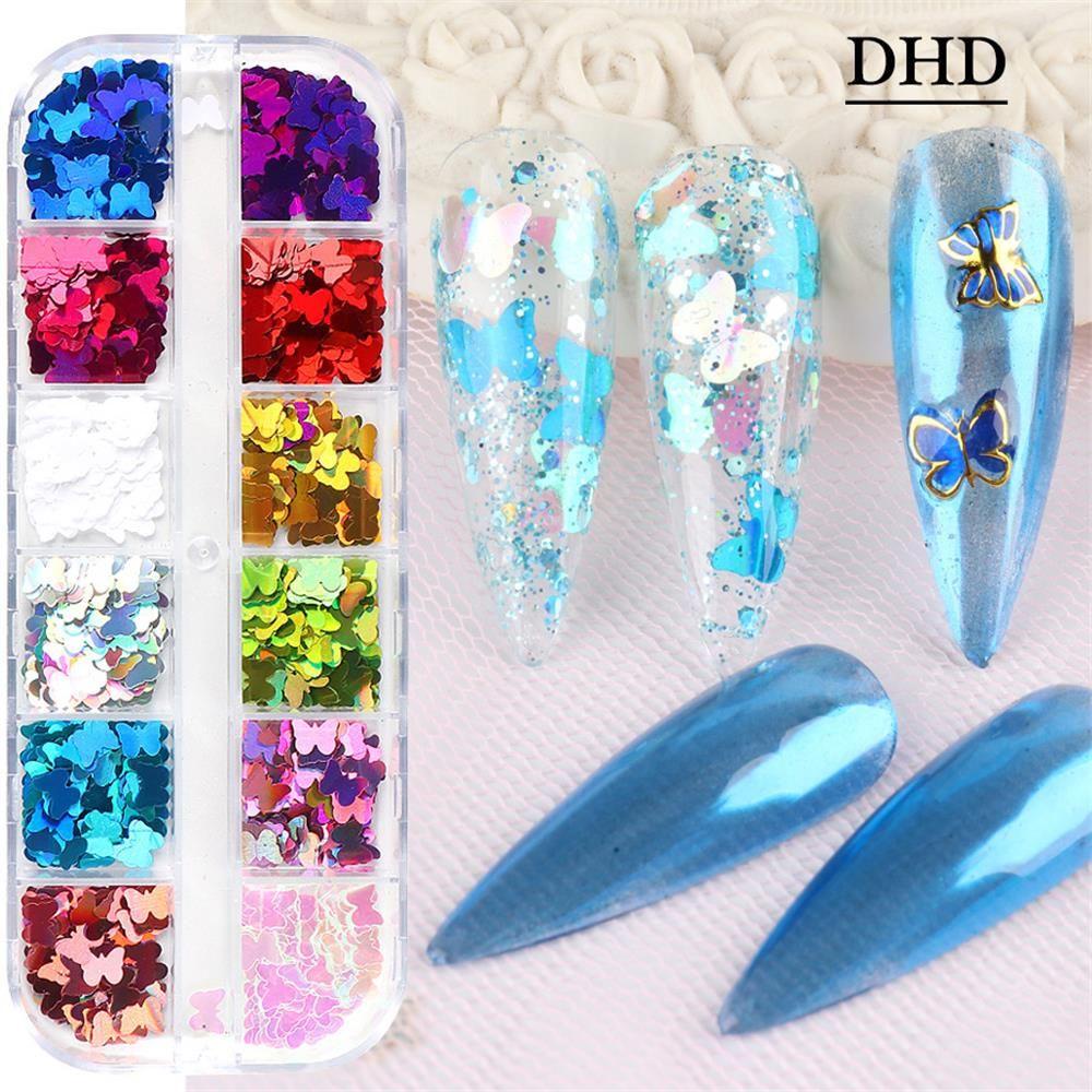 Preva 12kisi Cinta Hati Kuku Payet Fashion Manicure Decor DIY Art 3D Dekorasi Kuku
