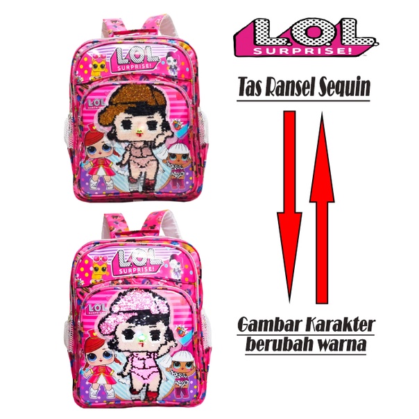 Tas Anak Ransel SEQUIN LOL - Tas Ransel Anak Sekolah SD Usap Karakter LOL