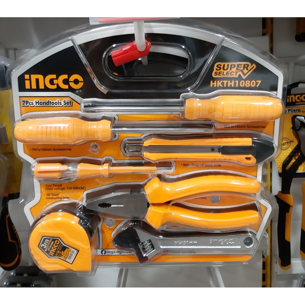 Tool Kit Set Ingco Perlatan Perlengkapan Obeng Kunci Inggris Tang