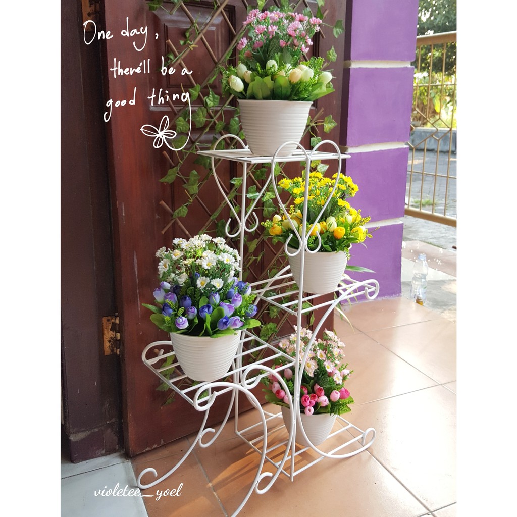  RAk  Love  Shabby Standing 4 tempat Tanpa Pot  dan Bunga  