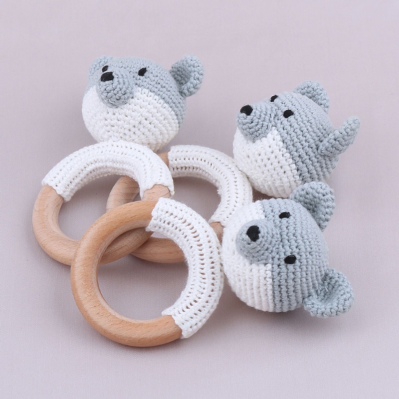 Mary Mainan Gelang Teether Kayu + Katun Rajut Untuk Bayi