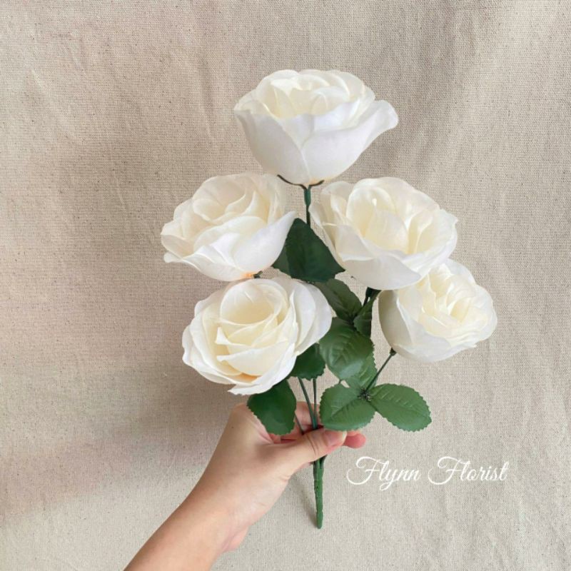 Bunga Mawar Rose Mangkok X5 (satuan)  Bunga Artificial / Bunga Plastik / Bunga Dekorasi / Pernikahan