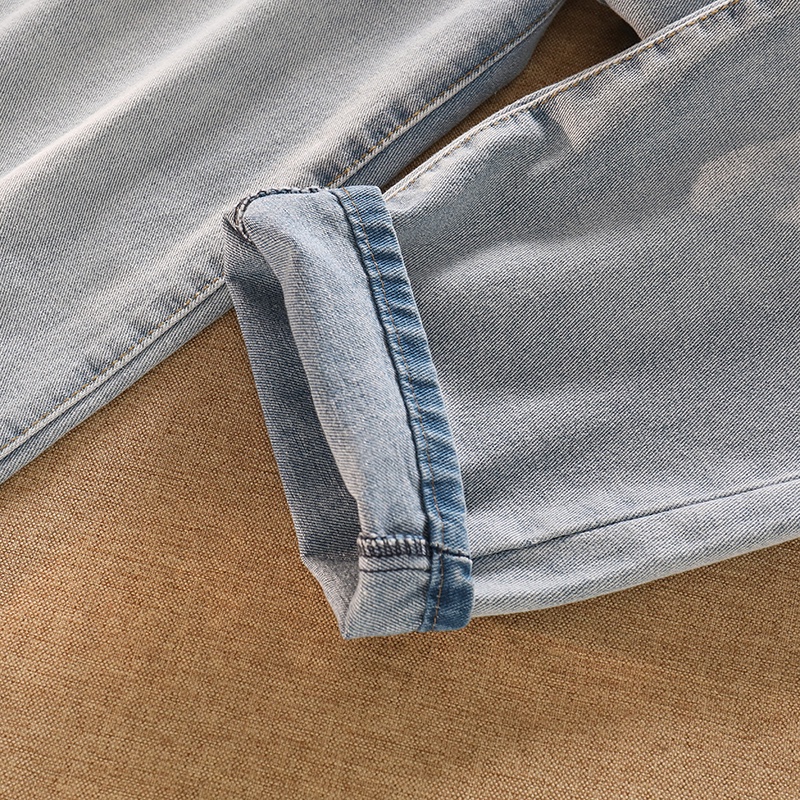 New Korean retro high-waist loose jeans straight-legged wide-legged celana panjang wanita(realpict)