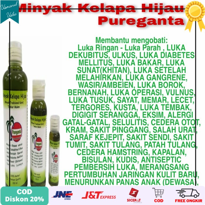 

◾COD◾ Minyak Kelapa Hijau Pureganta 260ml Minyak Ajaib - 100 ml