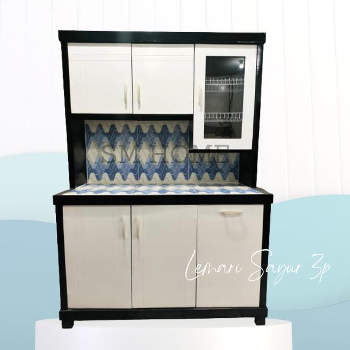 Lemari Sayur 3Pintu / Lemari Dapur / Rak Piring Kayu Minimalis 3Pintu