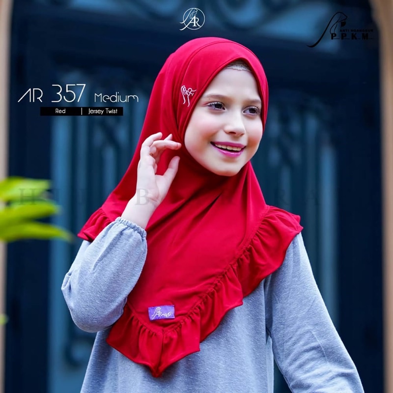 Hijab arrafi AR 357 medium hijab instan rempple semipet || INAYAHHIJAB-Red