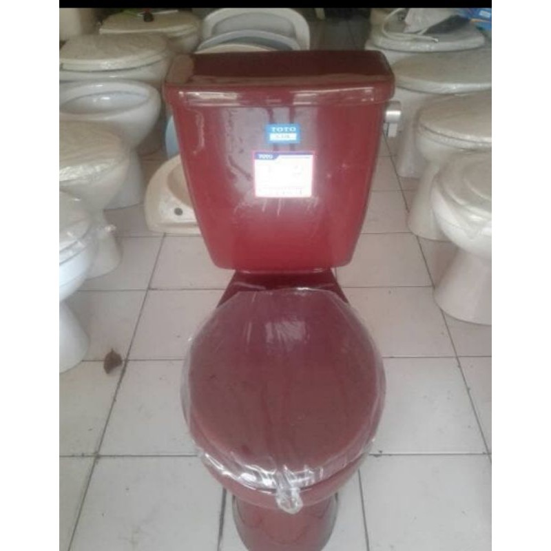 CLOSET DUDUK TOTO MERAH MARUN PAKET KOMPLIT