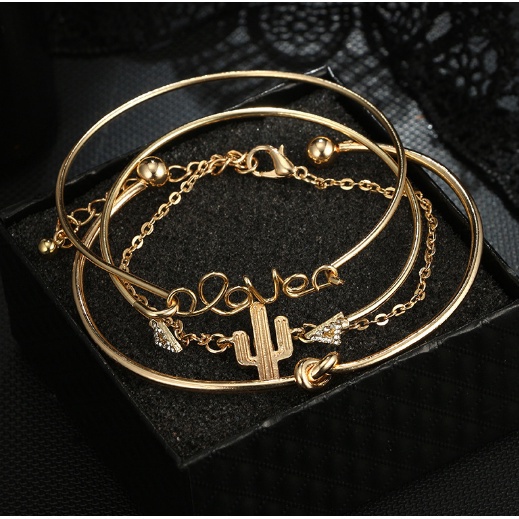 GELANG TANGAN WANITA KOREA TITANIUM ANTI KARAT 4IN1 RETRO AKSESORIS FASHION ANAK PEREMPUAN KOREA IMPORT GLG4