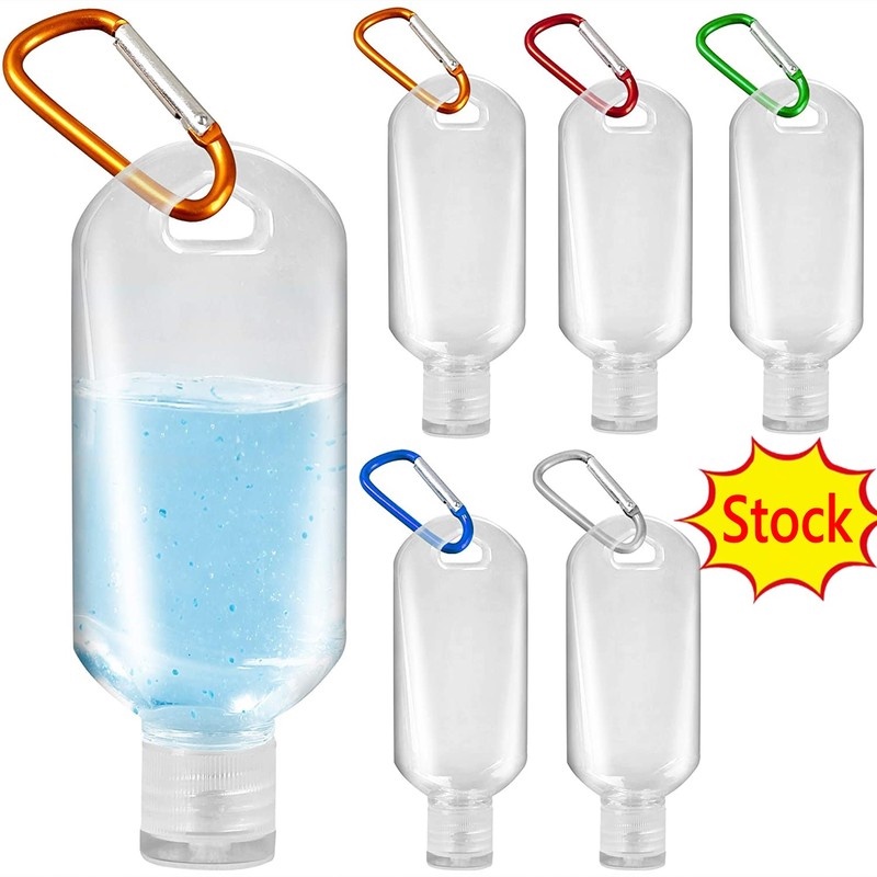 Travel Bottles with Key chain/ 50ml Portable Plastic Travel Bottles / Leak proof Squeeze Bottles with Flip Cap /Empty Refillable Containers for Hand  Sanitizer Conditioner Body Wash Liquid etc