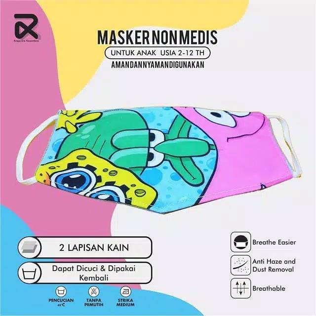 Masker Motif Kartun Anak